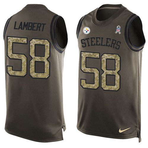 Nike Steelers #58 Jack Lambert Green Men's Stitched NFL Limited Salute To Service Tank Top Jersey - Click Image to Close